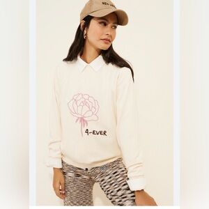Anthro x Banner Day 4-Ever Floral Cream Size med Sweatshirt EUC $130 retail